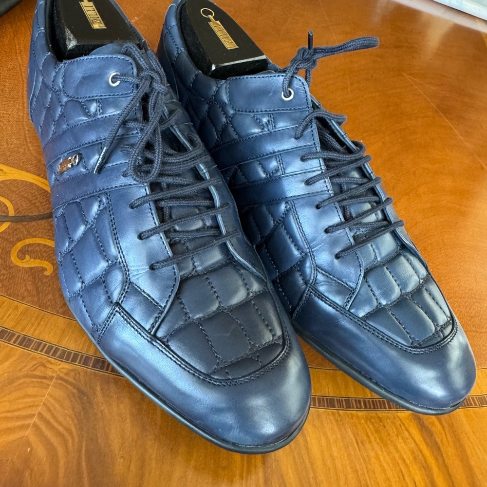 ZILLI Elegant Navy Leather Men's Oxfords